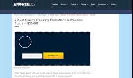 
							         360Bet Nigeria Free Bets - Get Yourself N30,000 As A Bonus								  
							    