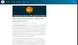 
							         401 Unauthorized Error: What It Is and How to Fix It - Airbrake								  
							    