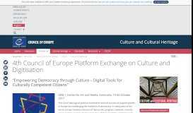 
							         4th Council of Europe Platform Exchange on Culture and Digitisation								  
							    