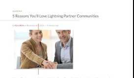 
							         5 Reasons You'll Love Lightning Partner Communities from Salesforce								  
							    