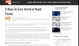 
							         5 Ways to Earn World of Hyatt Points - - Johnny Jet								  
							    