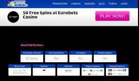 
							         50 Free Spins at Eurobets Casino | No Deposit Bonus								  
							    
