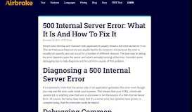 
							         500 Internal Server Error: What It Is And How To Fix It - Airbrake								  
							    