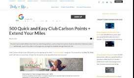 
							         500 Quick and Easy Club Carlson Points + Extend Your Miles - Deals ...								  
							    