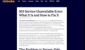 
							         503 Service Unavailable Error: What It Is and How to Fix It - Airbrake								  
							    