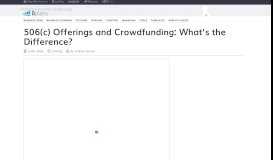 
							         506(c) Offerings and Crowdfunding: What's the Difference? | Bplans								  
							    