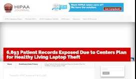 
							         6893 Patient Records Exposed Due to Centers Plan for Healthy Living ...								  
							    