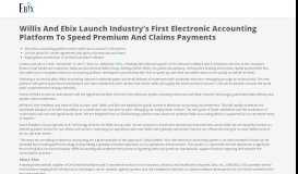 
							         7:30 AM EST Willis And Ebix Launch Industry's First Electronic ...								  
							    