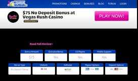 
							         75 No Deposit Bonus at Vegas Rush Casino								  
							    