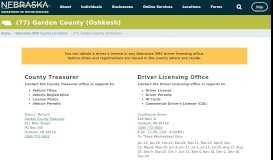 
							         (77) Garden County (Oshkosh) | Nebraska Department of Motor Vehicles								  
							    