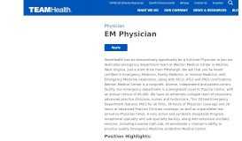 
							         8618: Physician - Emergency Medicine, Weirton, WV - TeamHealth								  
							    