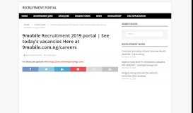 
							         9mobile Recruitment 2019 portal | See today's vacancies Here at ...								  
							    