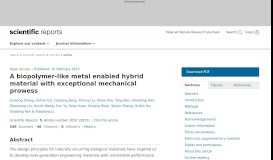 
							         A biopolymer-like metal enabled hybrid material with exceptional ...								  
							    