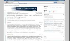 
							         A Commentary on Commercial Genetic Testing and the Future of the ...								  
							    