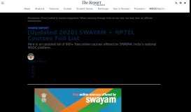 
							         A Complete List of SWAYAM MOOCs — Class Central								  
							    