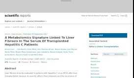 
							         A Metabolomics Signature Linked To Liver Fibrosis In The Serum Of ...								  
							    