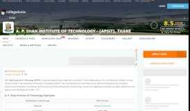 
							         A. P. Shah Institute of Technology - [APSIT], Thane - News and ...								  
							    