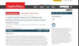
							         A Payer-Guided Approach To Widespread Diffusion Of Behavioral ...								  
							    