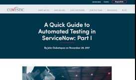 
							         A Quick Guide to Automated Testing in ServiceNow: Part II - Covestic								  
							    