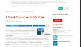 
							         A Sneak Peek at Austria's ELGA | Chilmark Research								  
							    
