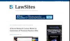 
							         A Social Network Custom Made for Customers of Thomson Reuters Elite								  
							    