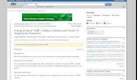 
							         A Study of Use of “PORT” Catheter in Patients with Cancer: A Single ...								  
							    