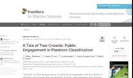 
							         A Tale of Two Crowds: Public Engagement in Plankton ... - Frontiers								  
							    