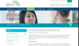 
							         A Timely Diagnosis of Dementia – Nurse Education - APNA								  
							    