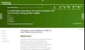 
							         A verification procedure to improve patient set-up accuracy using ...								  
							    