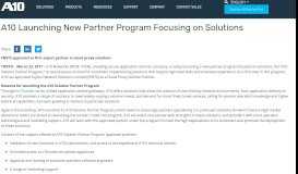 
							         A10 Launching New Partner Program Focusing on Solutions | A10 ...								  
							    