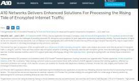 
							         A10 Networks Delivers Enhanced Solutions For Processing the ...								  
							    