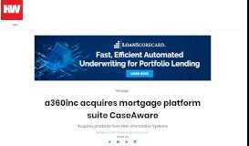 
							         a360inc acquires mortgage platform suite CaseAware ...								  
							    