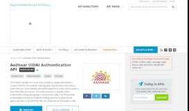 
							         Aadhaar UIDAI Authentication API | ProgrammableWeb								  
							    