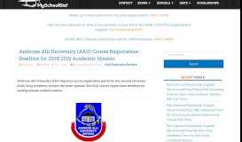 
							         AAU Ekpoma Registration & Regularization Deadline 2018/2019								  
							    