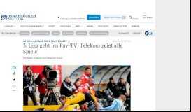 
							         Ab 2018: ARD nur noch zweite Kraft: 3. Liga geht ins Pay-TV: Telekom ...								  
							    