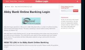 
							         Abby Bank Online Banking Login								  
							    