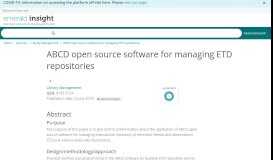 
							         ABCD open source software for managing ETD repositories | Library ...								  
							    