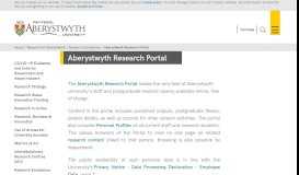 
							         Aberystwyth Research Portal:Research at ... - Aberystwyth University								  
							    
