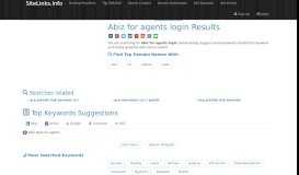 
							         Abiz for agents login Results For Websites Listing								  
							    