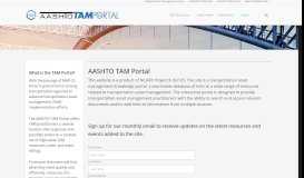 
							         About | AASHTO TAM Portal								  
							    