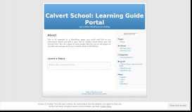 
							         About | Calvert School: Learning Guide Portal								  
							    