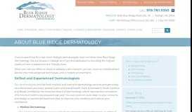 
							         About - Dermatology - : Blue Ridge Dermatology Associates, PA								  
							    
