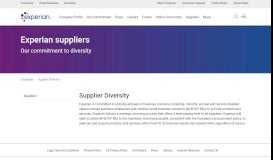 
							         About Experian | Vendors and Suppliers | Supplier Diversity								  
							    