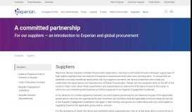 
							         About Experian | Vendors and Suppliers | Suppliers								  
							    