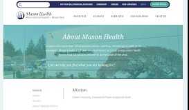 
							         About | Mason General Hospital & Family of Clinics								  
							    