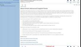 
							         About Oracle Advanced Support Portal - Oracle Docs								  
							    