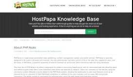 
							         About PHP-Nuke - HostPapa Knowledge Base								  
							    