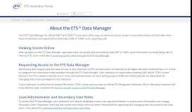 
							         About the ETS Data Manager - ETS.org								  
							    