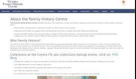 
							         About the Victoria Family History Centre								  
							    