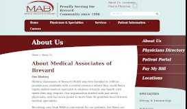 
							         About Us - Medical Associates of Brevard								  
							    